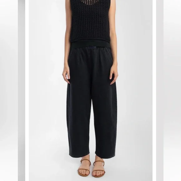 Micaela Greg Barrel Pant in soft faded black denim M - Picture 1 of 7